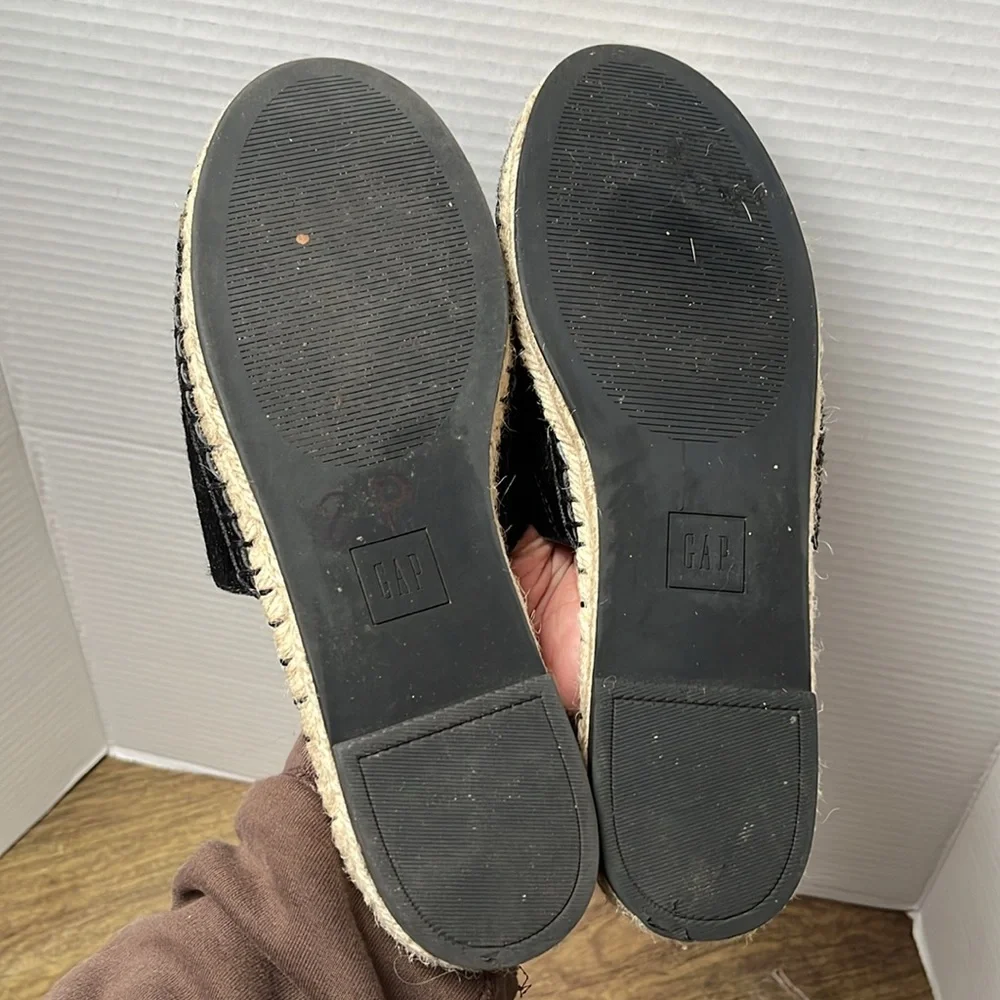 Gap Black Calf Hair Espadrille Slide-On Mules Size 8.5